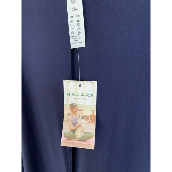 Halara 2 Ways To Wear Wrap Palazzo Pants / Cowl Neck Split Leg Jumpsuit Navy M - Picture 13 of 15